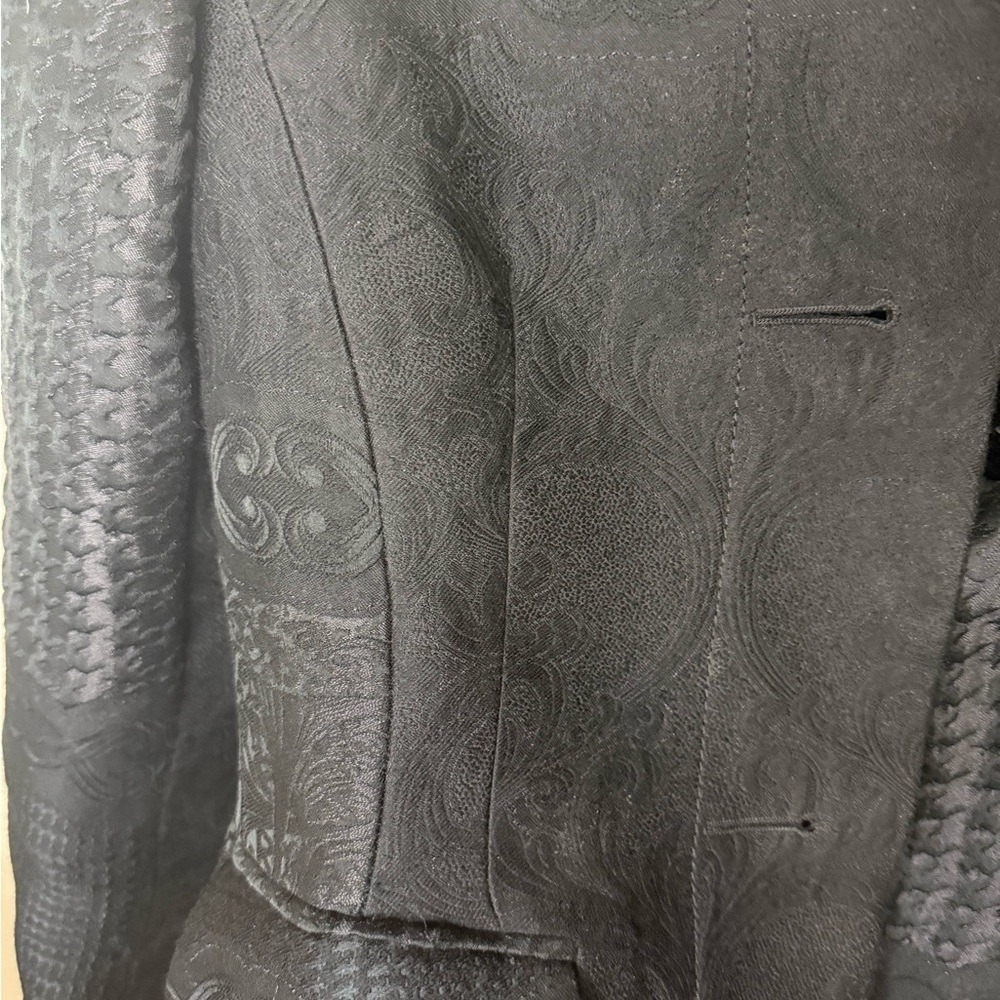 Escada Black Jacquard Blazer Jacket Size 36 Textured Pattern Designer - Picture 4 of 7